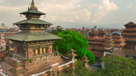 nepal's natural beauty is revealed, kathmandu durbar square drone shot, unesco world heritage site, ancient pagoda styles, architecture, clouds, sky, festive weather, season, 4k