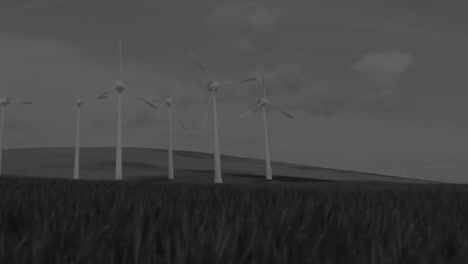 animation of financial data processing over windmills