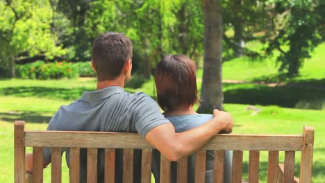 loving young couple talking outside