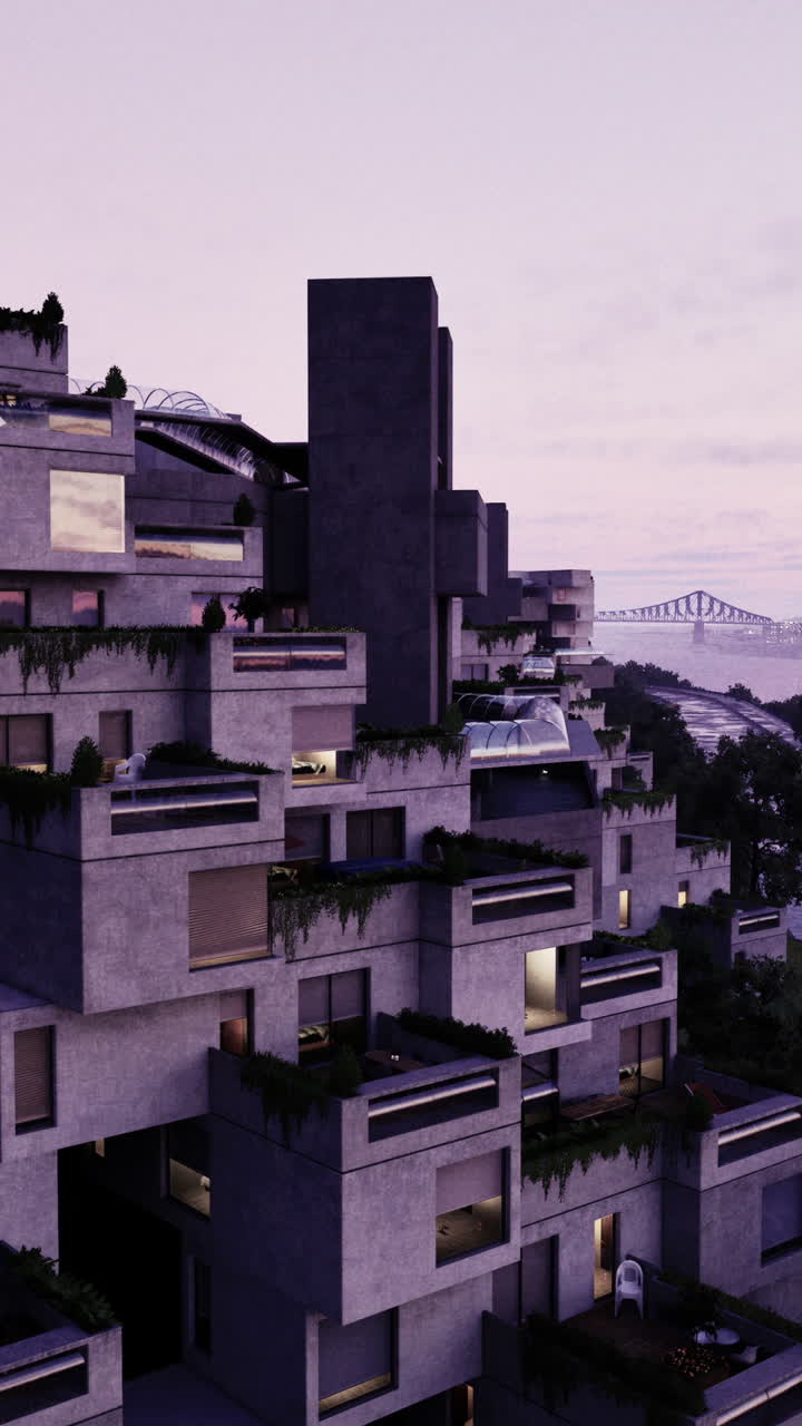 67 en el hábitat de montreal al atardecer