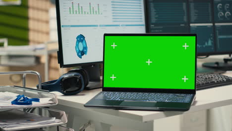 empty office environment showcases modern tools of chroma key and resources