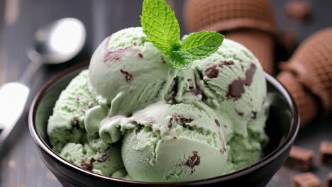 helado de menta con trozos de chocolate