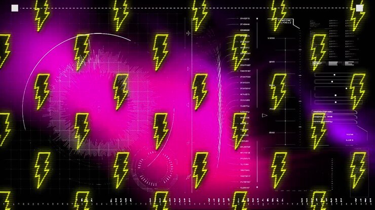 Digital animation of cyber monday text against neon pink you win shapes on black background