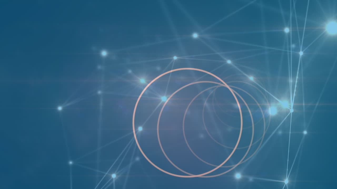 Animation of circles and light spots on blue background