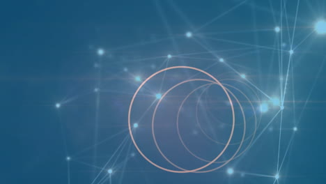 animación de círculos y puntos de luz sobre fondo azul
