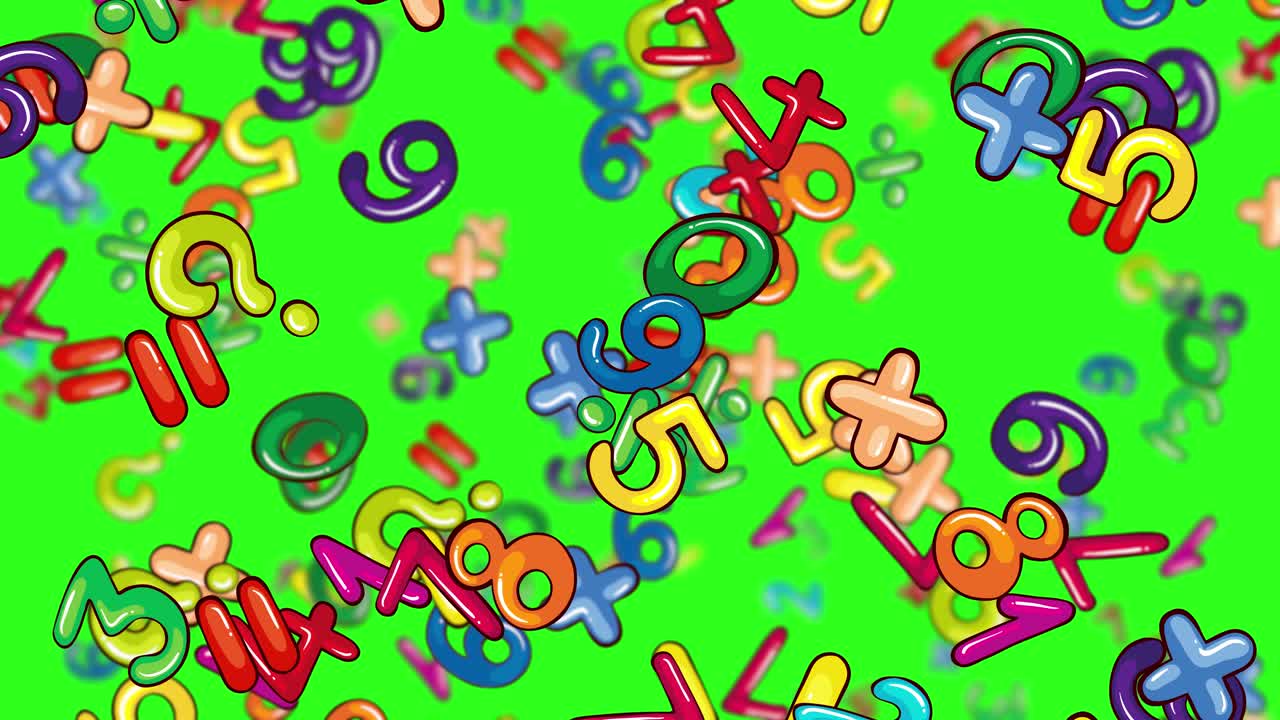 números vibrantes y símbolos en cascada hacia abajo