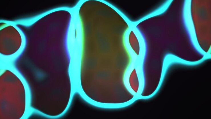 Fluid Neon Abstract Shapes Morphing on Black Background