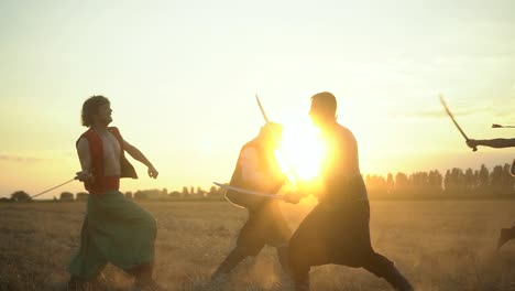 battle of the ukrainian cossacks with the turks on the field at sunset 09