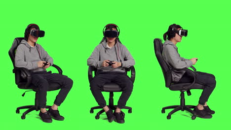 asian man gaming with vr headset