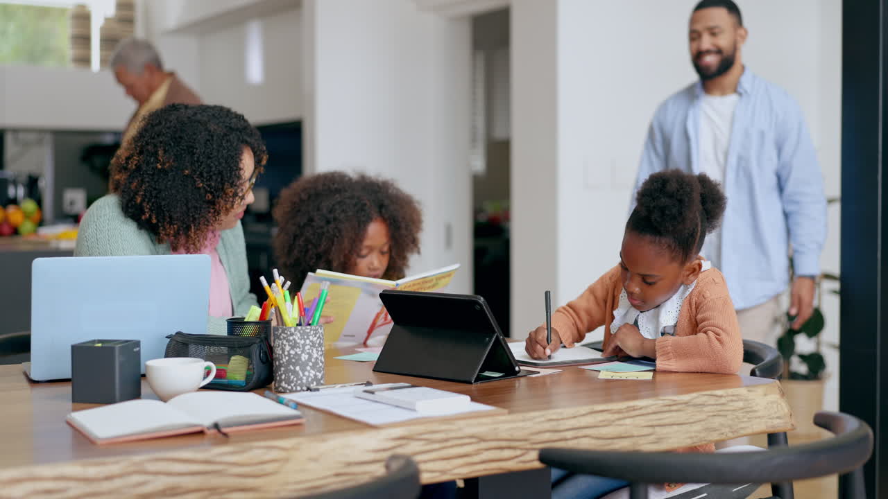 Family, study or remote work with parents