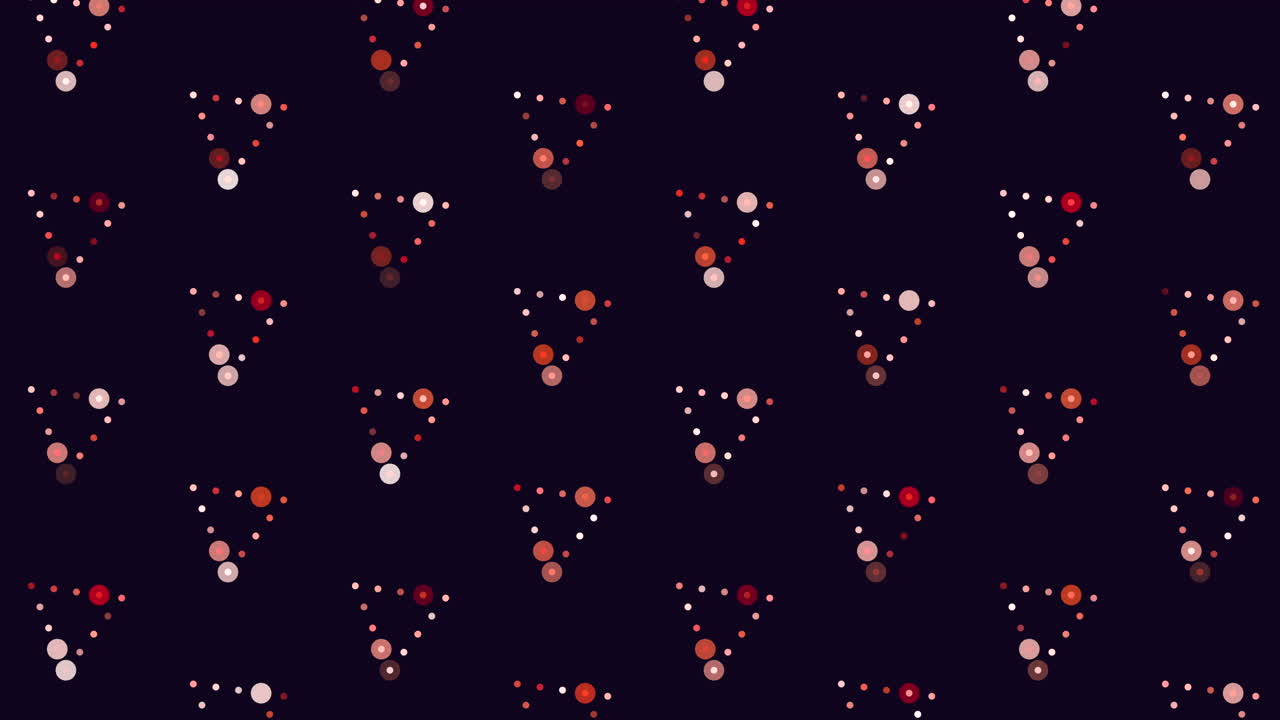 Repetitive black and white pattern with small green dots forming a triangle shape. Symmetrical design creates a visually striking and cohesive structure