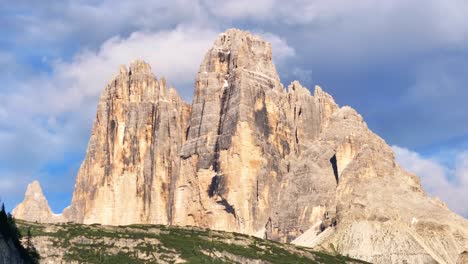 panoramic of high northern italy mountainous formation drei zinnen at daylight