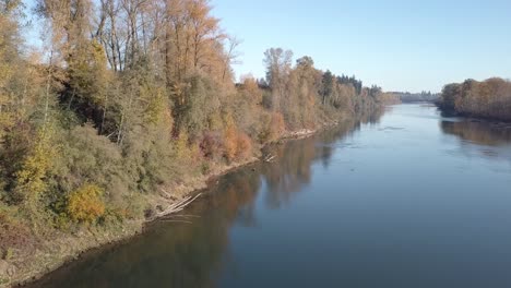 aerial view of a river in autumn