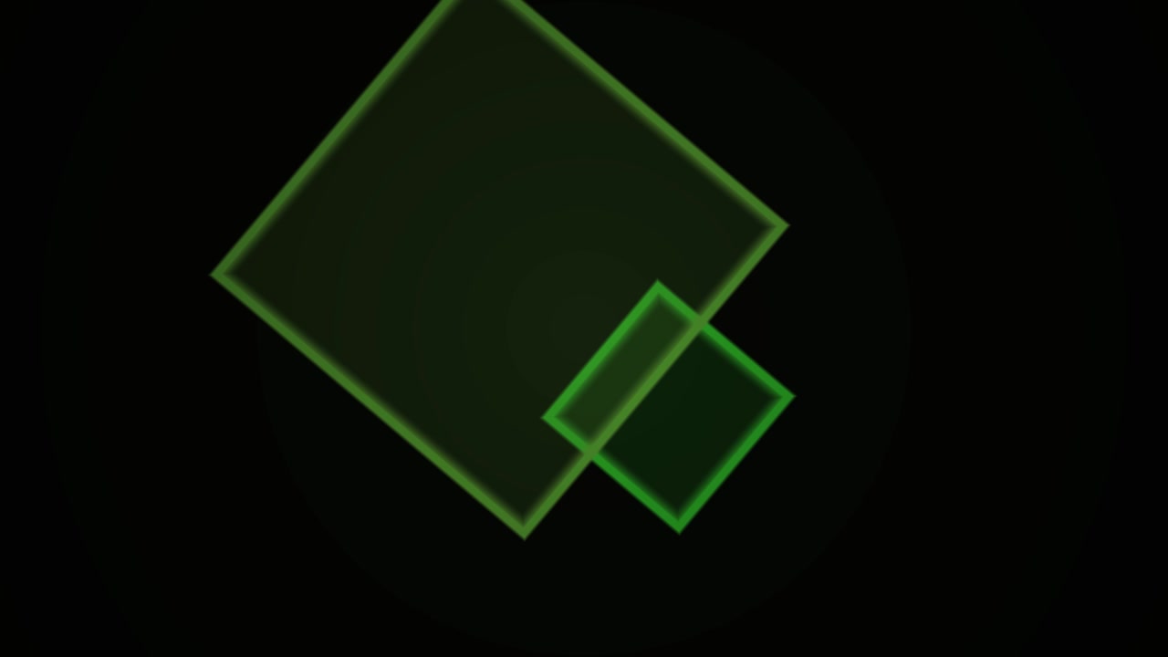 Abstract Motion Background with Rotating Green Geometric Squares