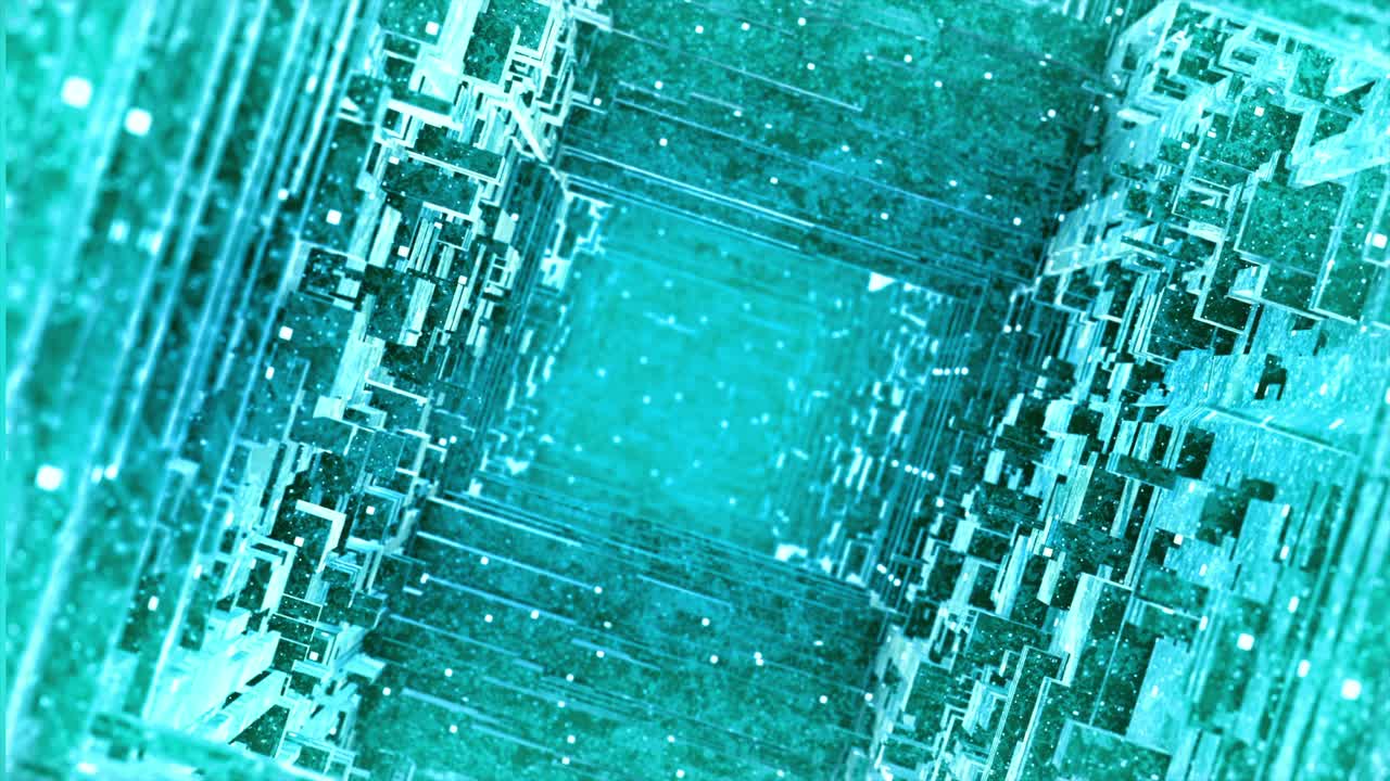 túnel futurista abstracto con patrones geométricos brillantes