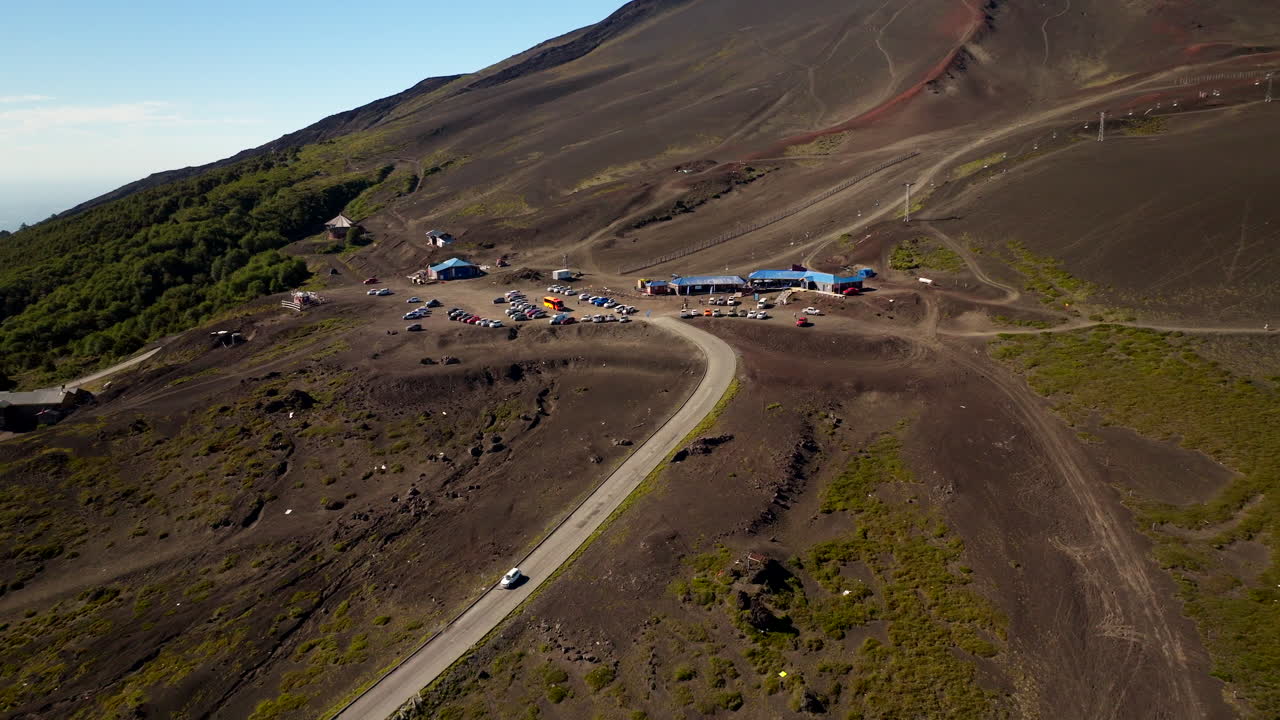 Osorno Volcano ski resort, Los Lagos Region, Chile. Aerial drone orbiting