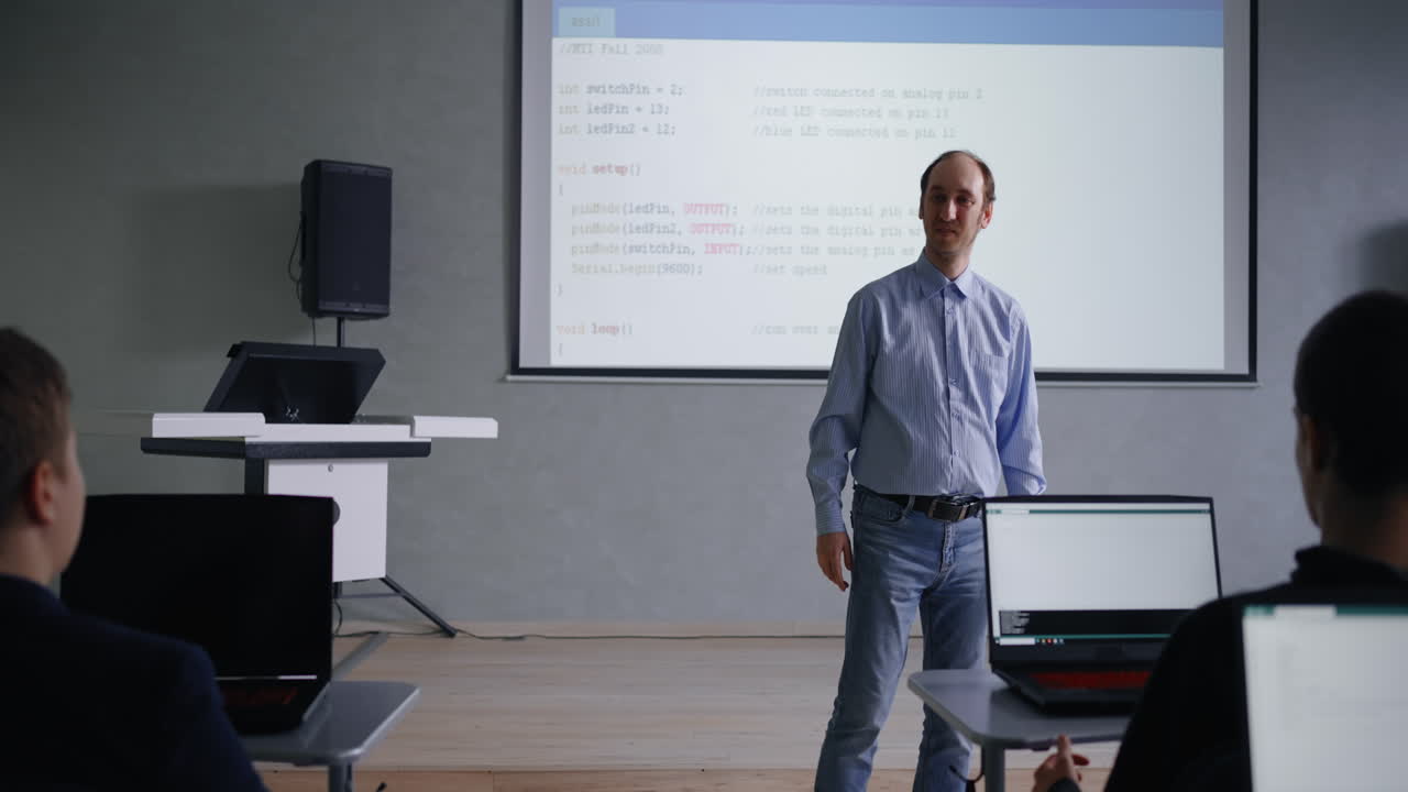 Teacher Leading a Computer Science Class