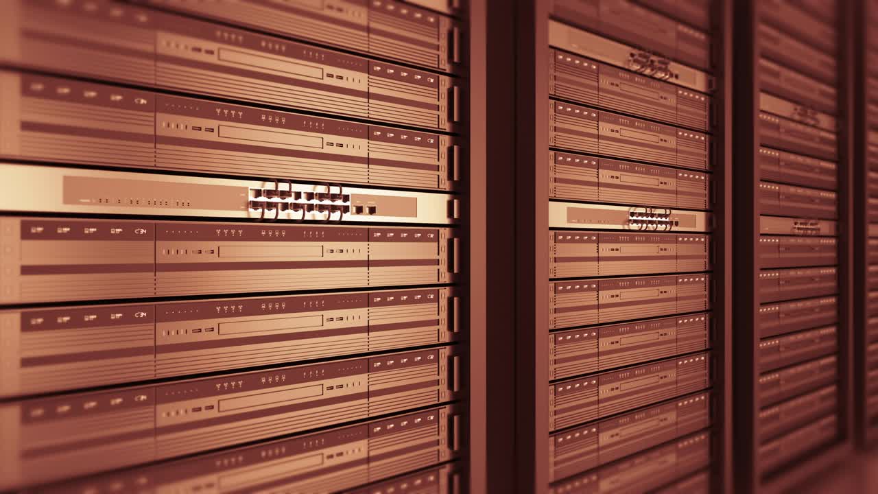 cerrar los racks de servidores en un centro de datos moderno. bucle sin fisuras.