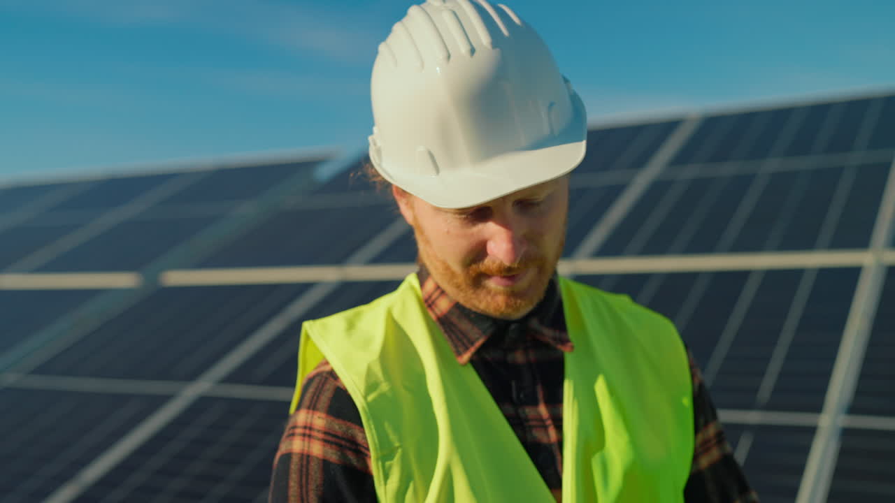 Engineers Inspecting Solar Panel Installation