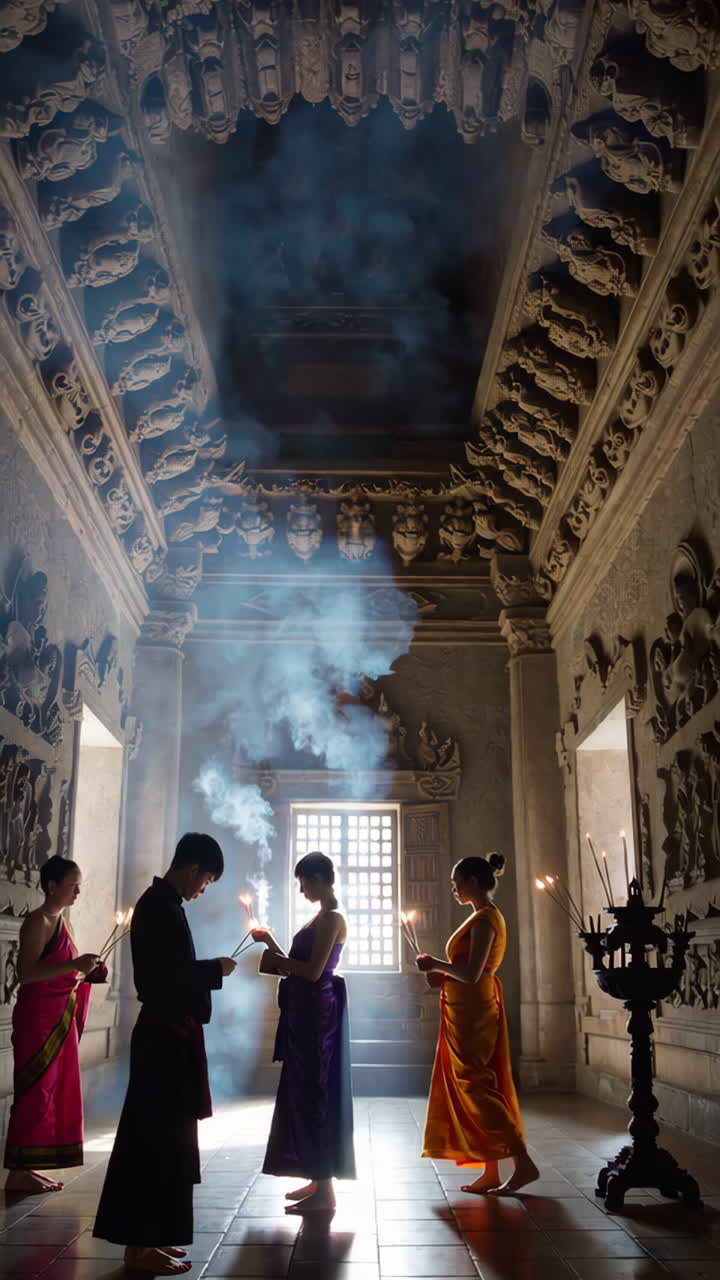 People Praying in a Temple