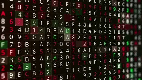 sfondo astratto con numeri digitali e lettere che lampeggiano a caso. animazione. concetto di programma di codifica automatica, ciclo senza soluzione di continuità