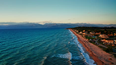 Sunset-over-the-north-coast-of-Corfu,-Greece