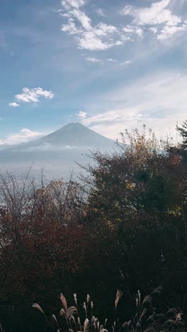 vista de la montaña fuji con el follaje de otoño
