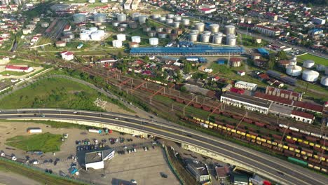 oil refinery and old freight train station near batumi seaport in adjara, georgia