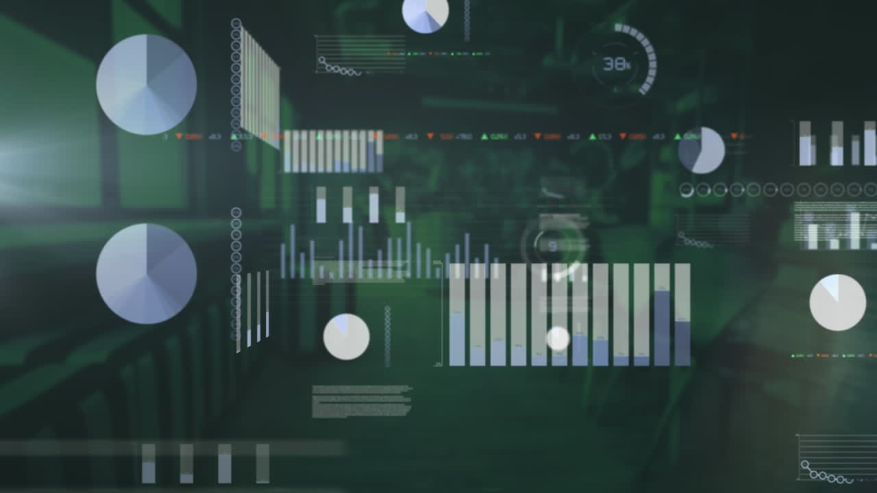 animación de gráficos y procesamiento de datos sobre el interior de la habitación oscura