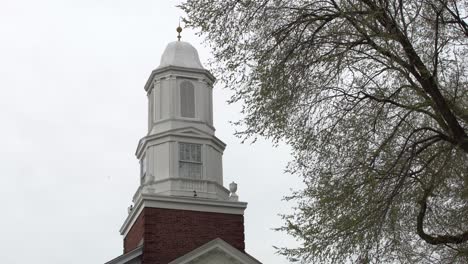 church steeple outside christian church