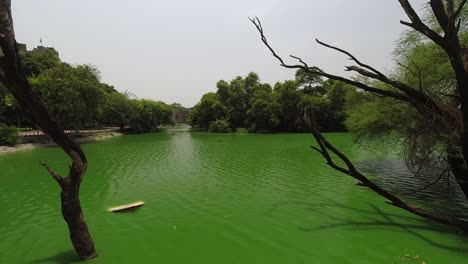 time-lapse of a lake at lodhi gardens in new delhi, india