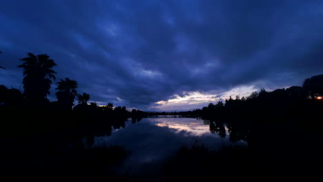 dramatic sky and water reflections – twilight lagoon timelapse