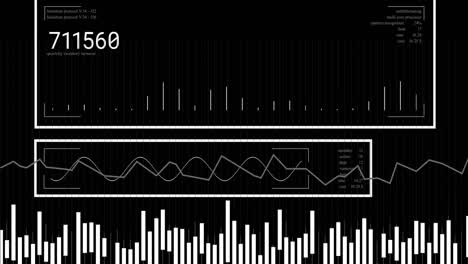 animación del procesamiento de datos sobre un fondo negro