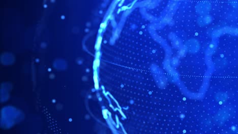 4k blue loop marble teamwork digital clouds earth rotating network animation social future
