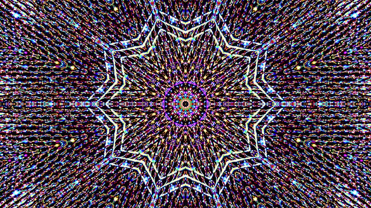 abstract lines colorful light shining round shape in center, black background