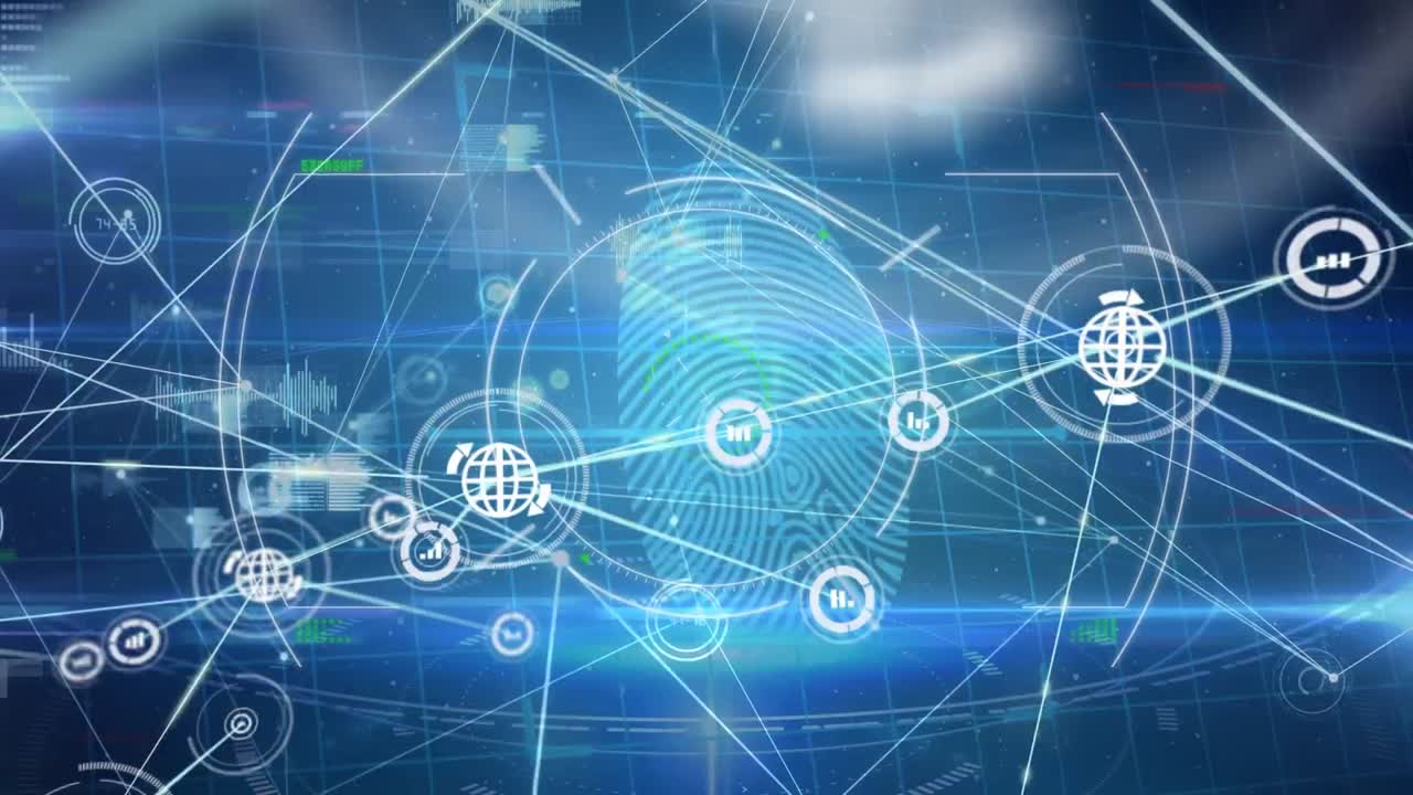 디지털 아이콘 네트워크의 애니메이션 및 바이오메트릭 지문 스캐너를 통해 범위 스캔