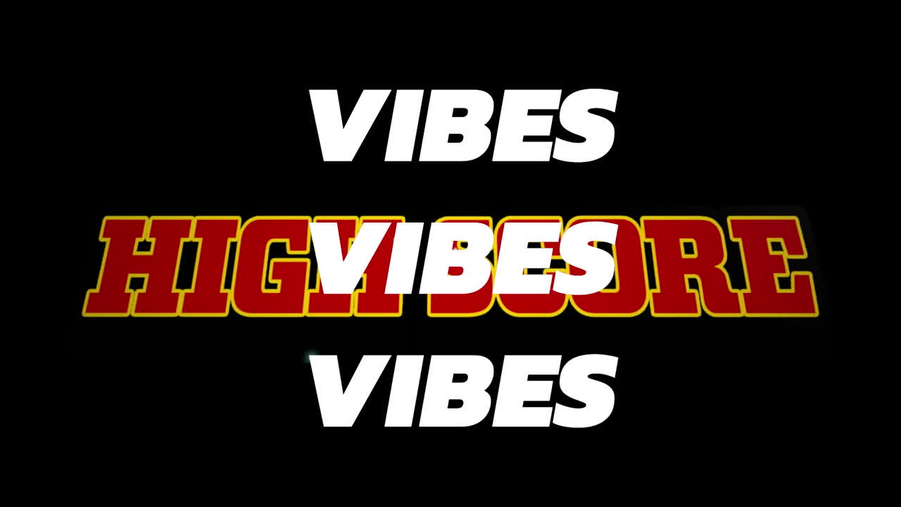 animación de los textos de vibraciones sobre el texto de puntuación alta