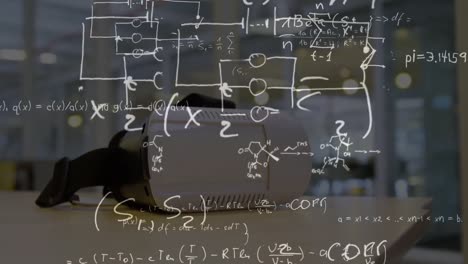 animación de ecuaciones matemáticas sobre el auricular vr