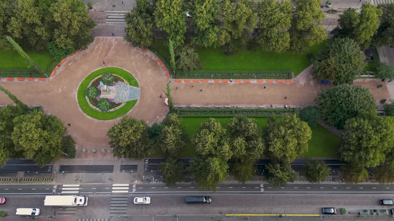 Aerial drone view of a Helsinki city park