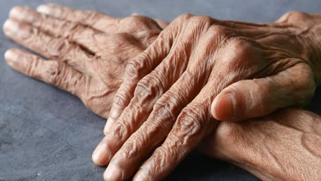 close-up of wrinkled elderly hands