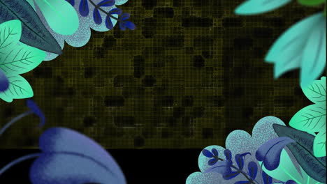 animation of green plants over shapes moving on black background