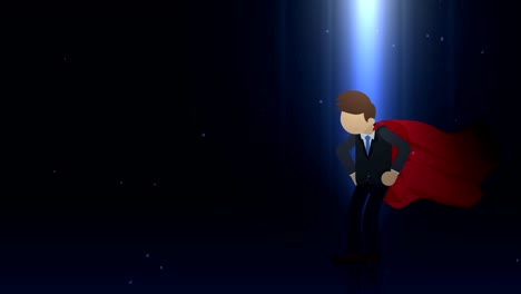 superhero standing in spotlight. business symbol. leadership and achievement concept. comic loop animation.