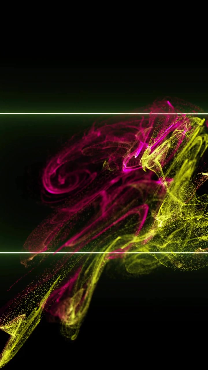 Neon green tennis court lines with swirling pink and yellow animation over