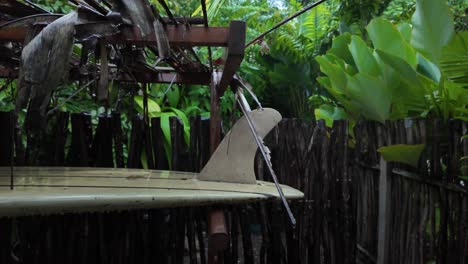 surf board water sport surfboard plaque abandoned forgotten storage area