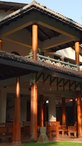 wooden porch of a traditional sri lankan house