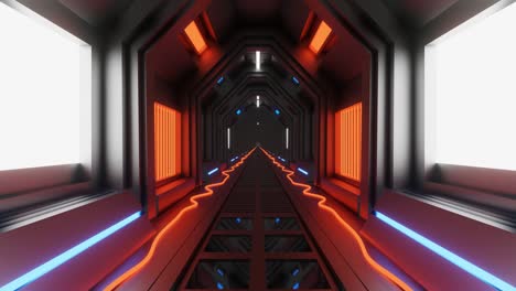 renderización en 3d del movimiento de bucle sin fisuras del corredor de ciencia ficción.
