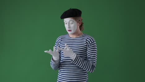 confused mime artist coming up with a brilliant idea