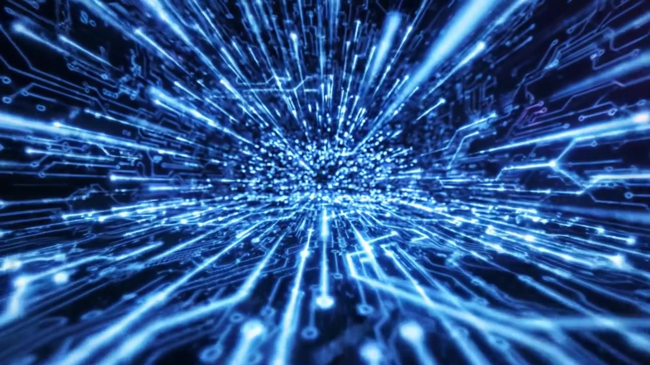 Exploring the Depths of a Digital Universe: A Captivating Journey Through High-Speed Data Streams and Vibrant Circuit Patterns