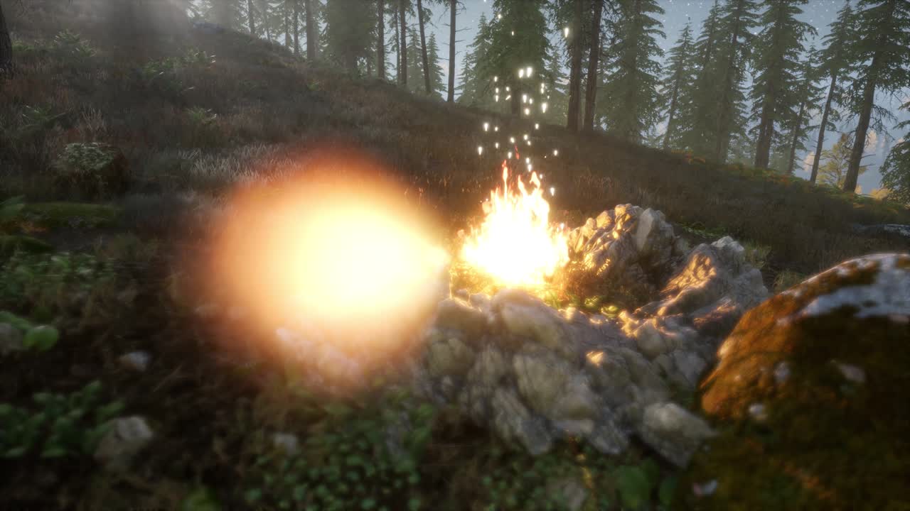 fuego de campamento en la montaña