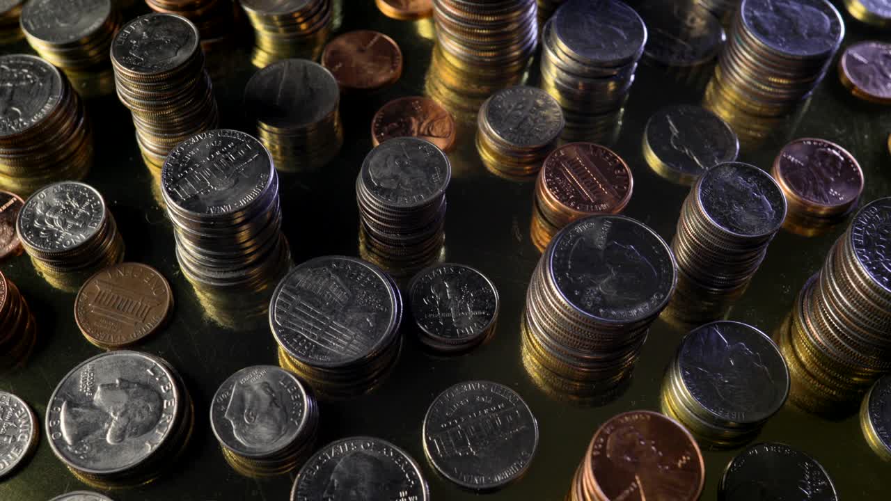 Money Coins Stacked Rotating